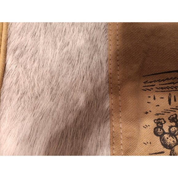Myra Canvas Cowhide Fur Purse Double Handle Shoudler Bag, Cactus Print Brown - Picture 6 of 6